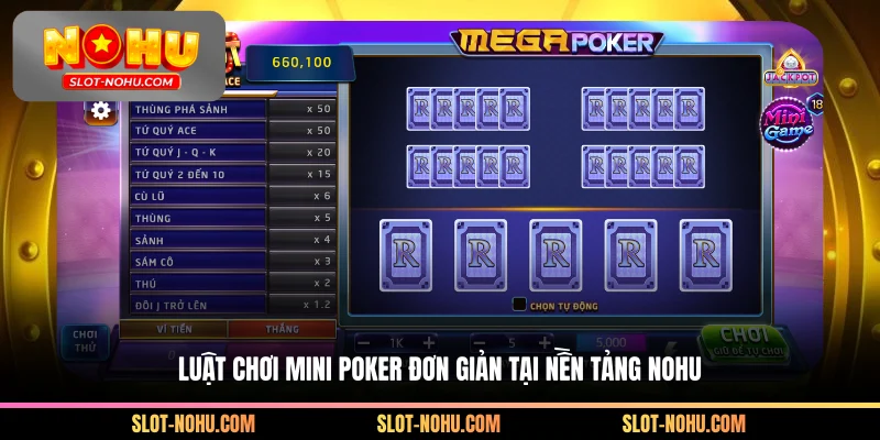 Luật chơi Mini Poker đơn giản tại nền tảng Nohu